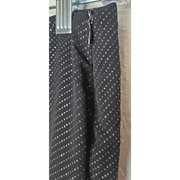 Zara Womens Pants Medium Black Side Zip Sparkly Sheer Straight Leg Trouser Party - Picture 6 of 12